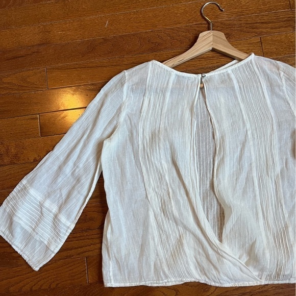 Alice + Olivia | Ivory Peasant Top XS Boho Cottage Core Quiet Luxury Festival - Picture 8 of 14